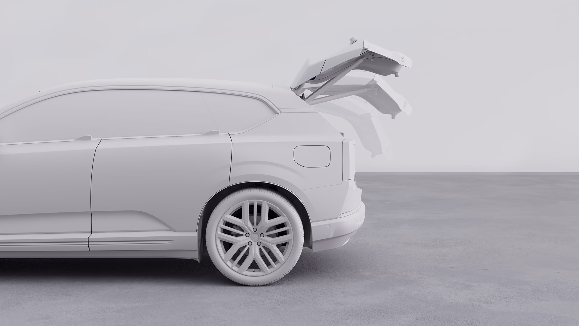 Вид сбоку на внедорожник Volvo с открывающейся задней дверью.
