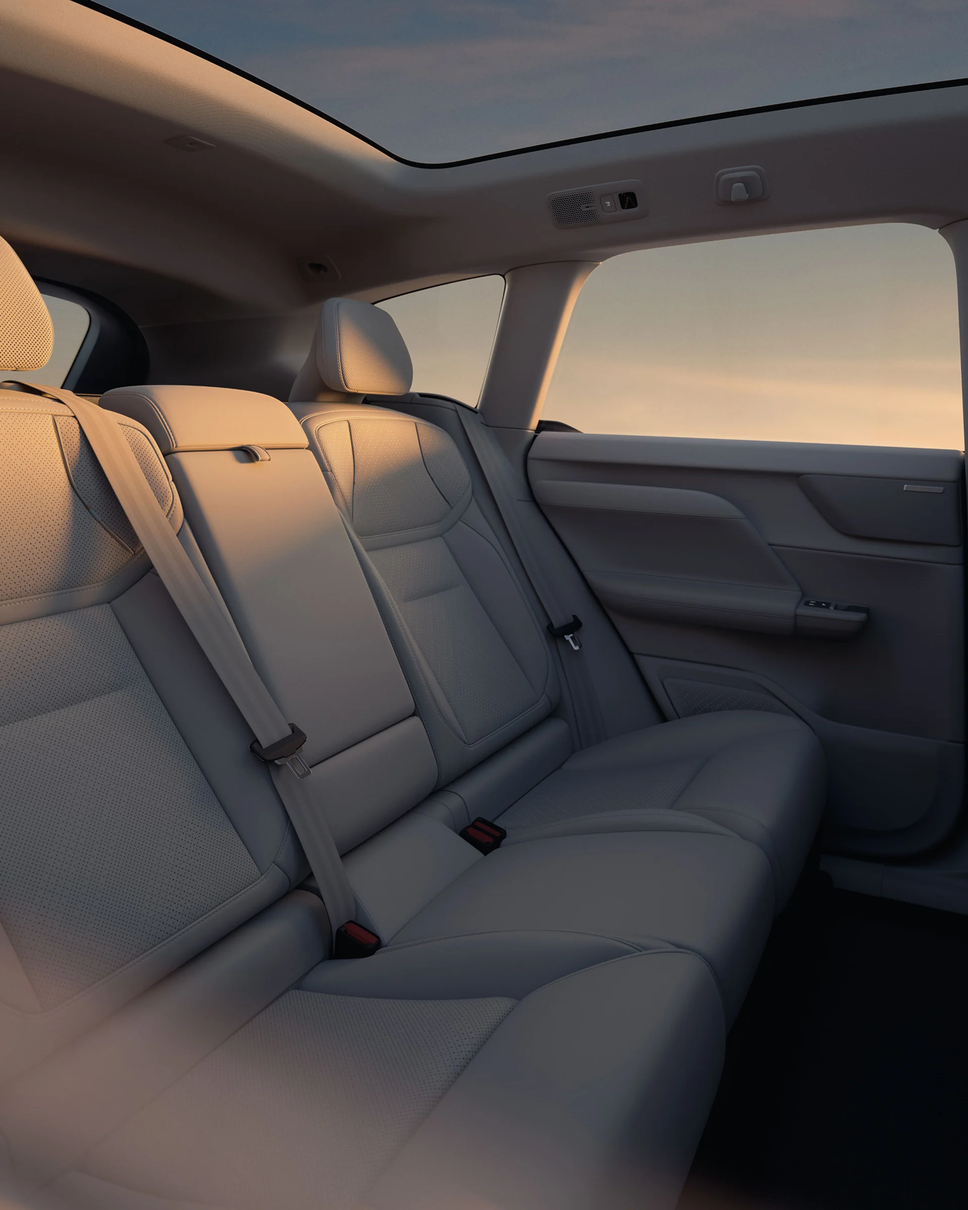 Задние сиденья Volvo EX60, вид сбоку.