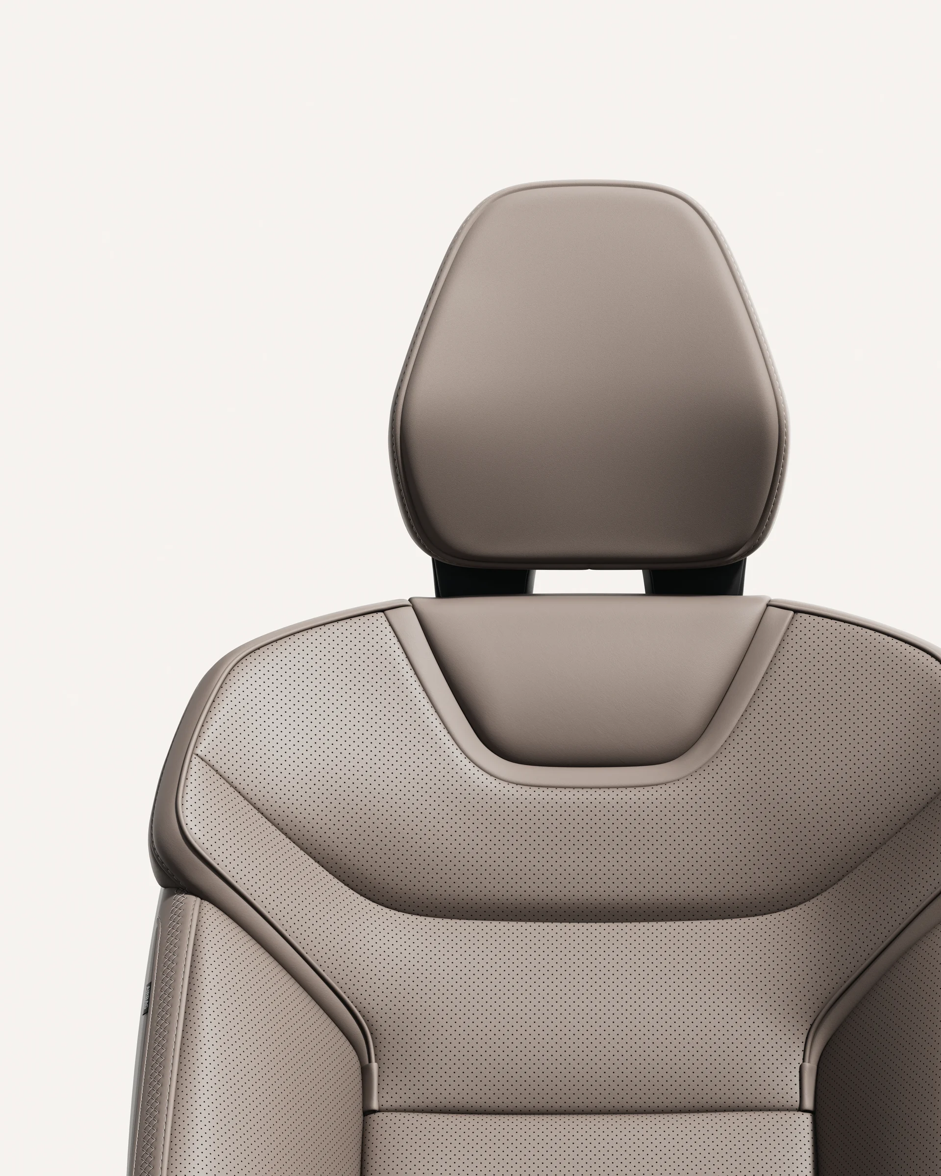 Сиденье Volvo EX90 из материала Cardamom с эргономичным дизайном и гладкими контурами.