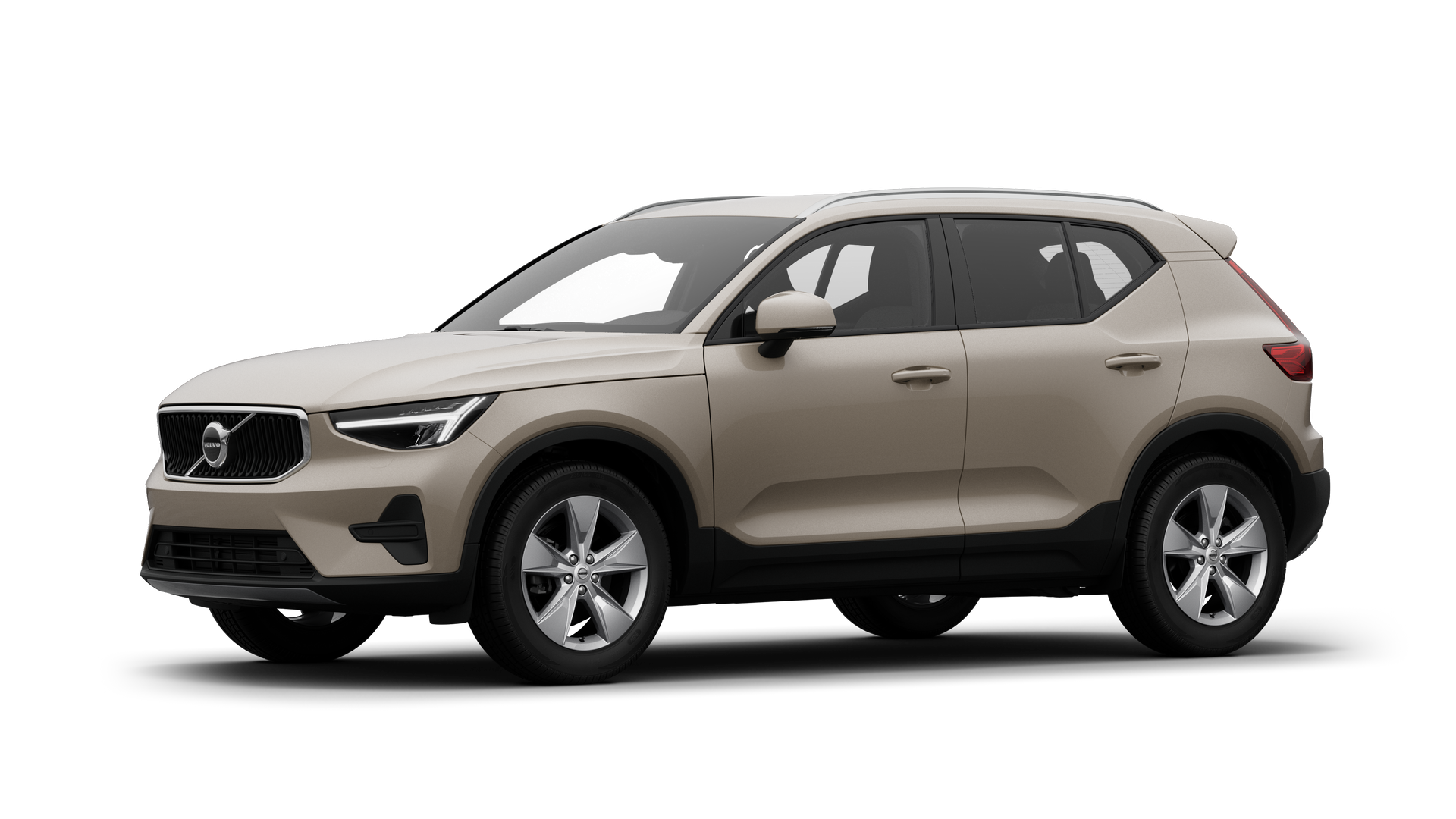 Экстерьер автомобиля Volvo в три четверти, однотонный студийный фон.