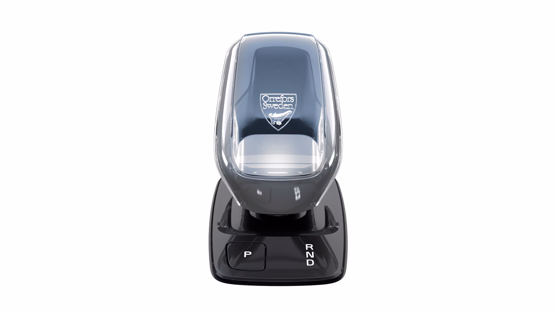 Переключатель передач Volvo с кристаллическим дизайном Orrefors и логотипом Orrefors Sweden.