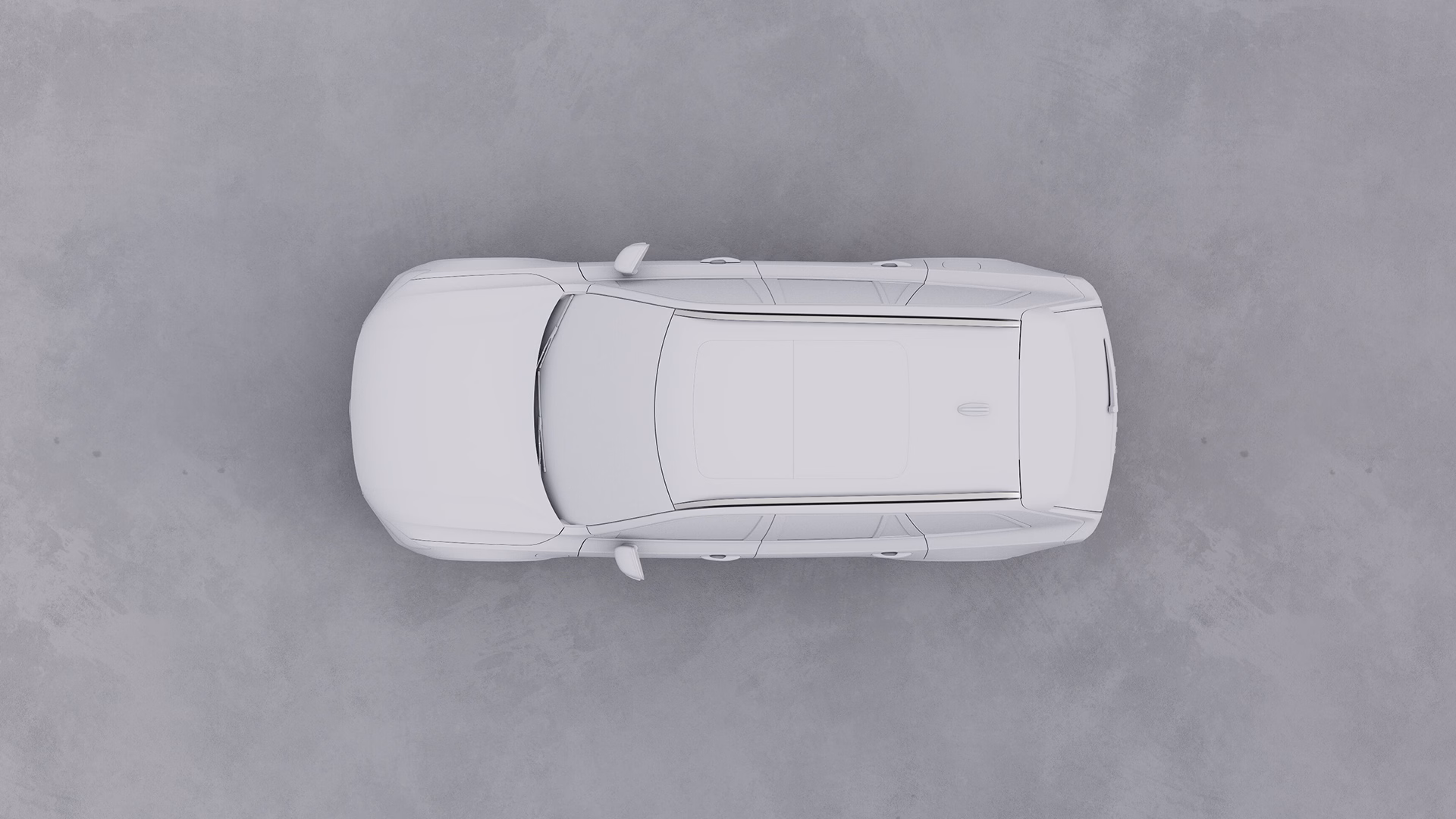 Вид сверху на белый внедорожник Volvo, припаркованный на бетонной поверхности.