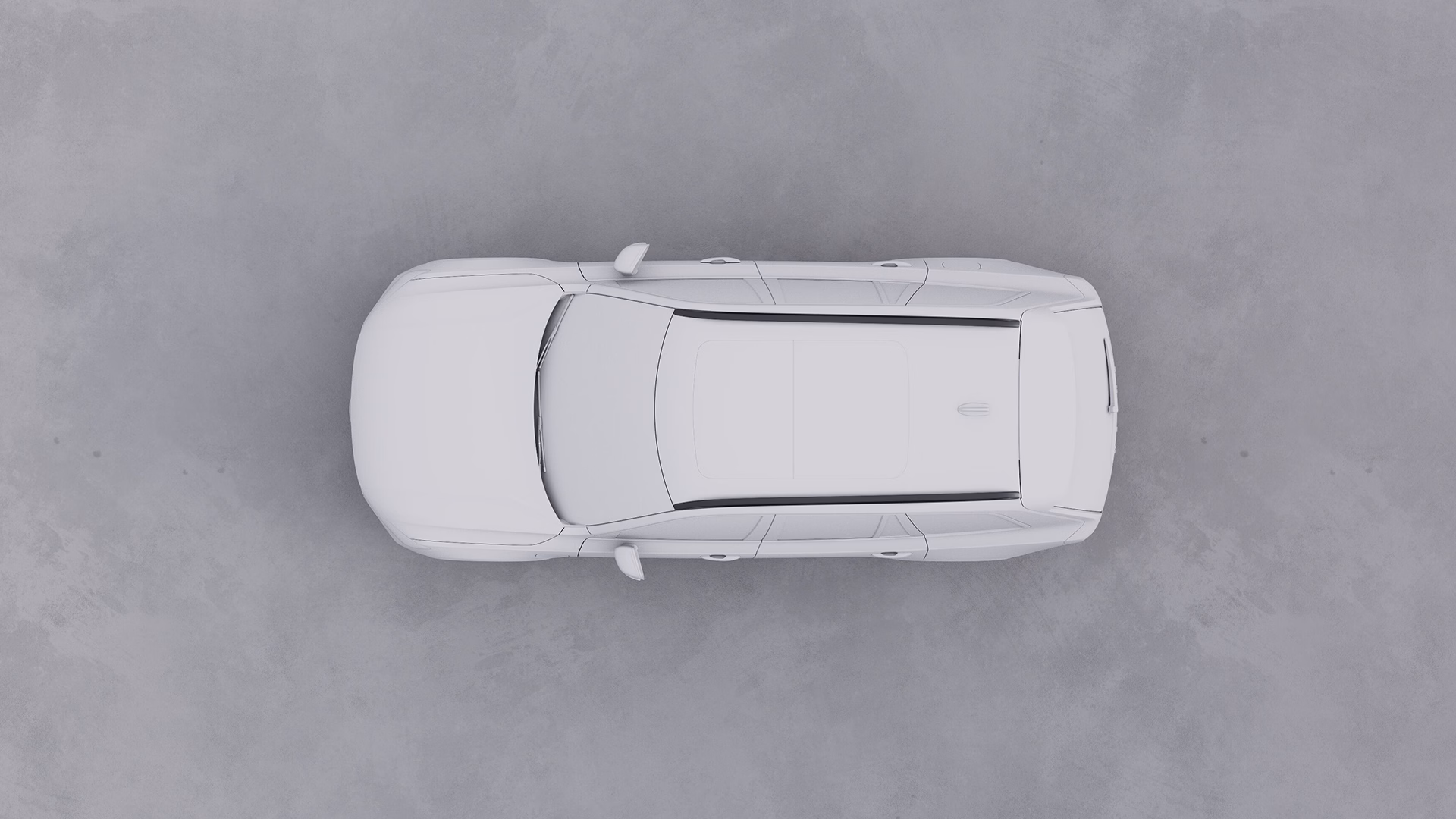 Вид сверху на белый внедорожник Volvo, припаркованный на нейтральной поверхности.