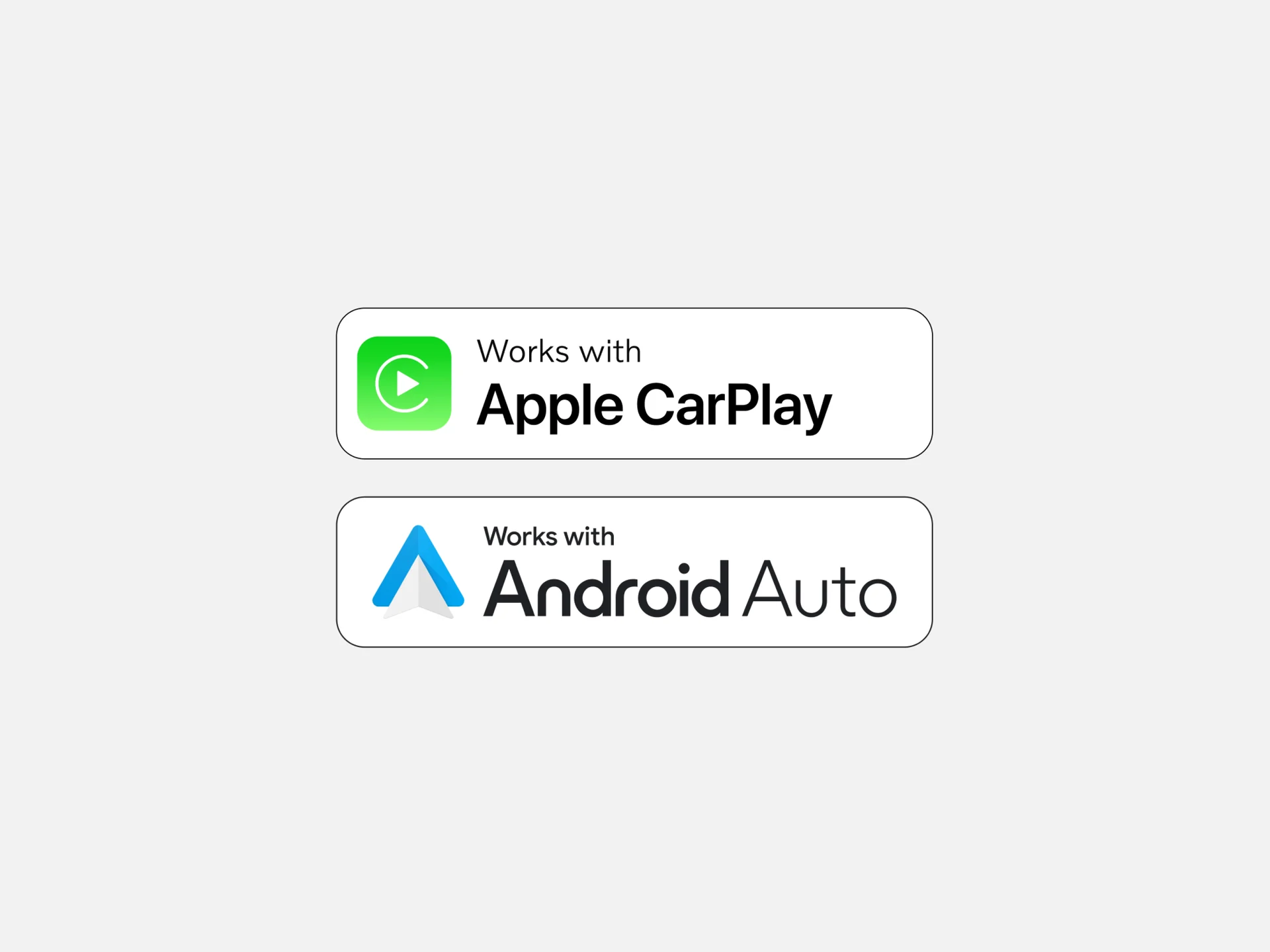 Иллюстрированные значки Apple Carplay и Android Auto, демонстрирующие совместимость в автомобиле